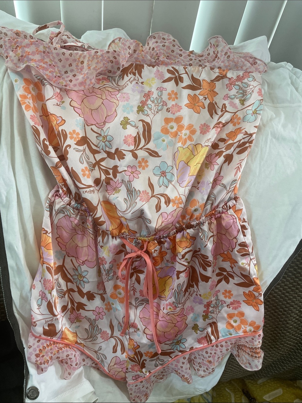 Victoria's Secret Pink, Orange & Brown Floral Romper